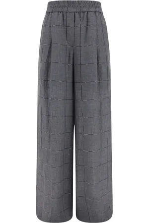 Brunello Cucinelli Pantalon palazzo à carreaux