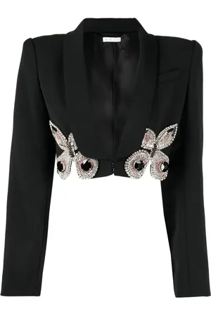 AREA Blazer crop à broderies papillon