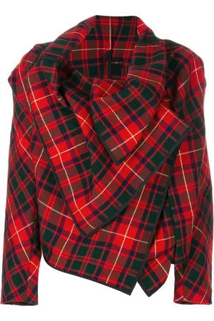 Comme des Garçons Veste asymétrique crop à imprimé tartan