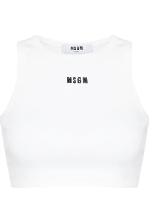 Msgm Haut crop à logo brodé