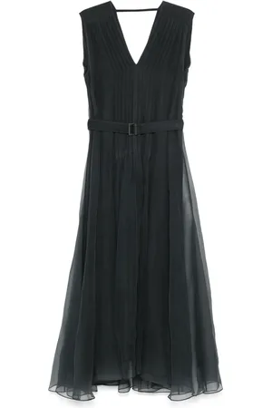 Brunello Cucinelli Robe plissée à taille ceinturée