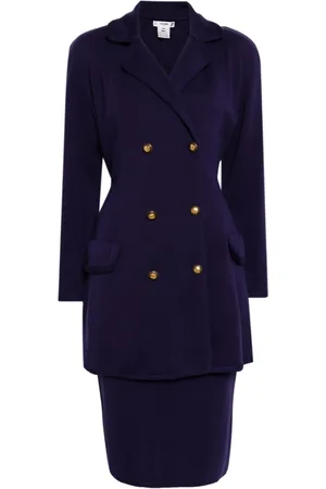 Céline Tailleur-jupe en laine à boutonnière croisée