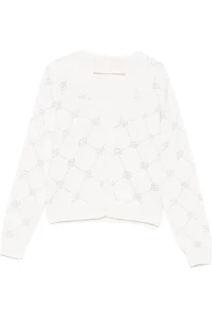 MISS BLUMARINE Cardigan en laine à logo en cristaux