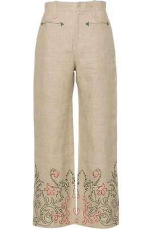 BODE Pantalon à fleurs brodées