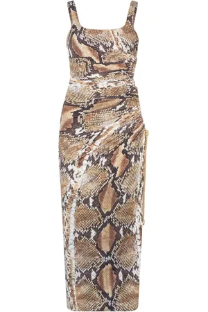 Roberto Cavalli Robe mi-longue à imprimé peau de serpent