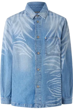 Roberto Cavalli Chemise en jean à imprimé animalier