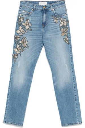 Ermanno Firenze Jean à fleurs brodées