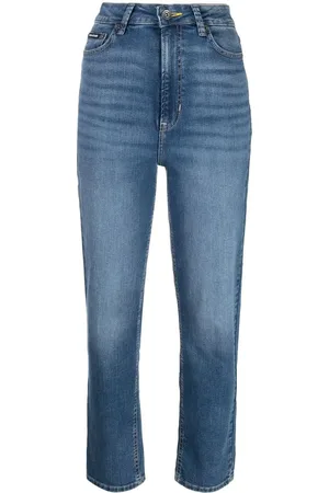 DKNY Jean droit à effet délavé