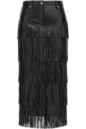Roberto Cavalli Jupe mi-longue à franges