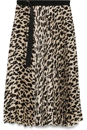 SACAI Jupe mi-longue à imprimé léopard