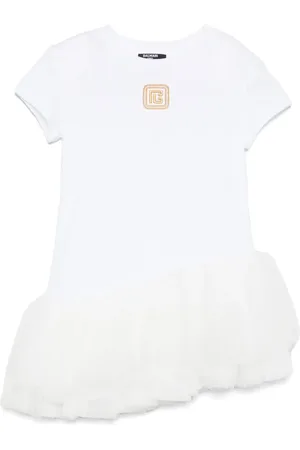 Balmain Robe asymétrique à logo brodé