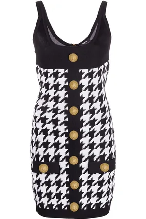Balmain Robe courte sans manches à motif pied-de-poule