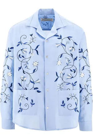 Baziszt Chemise brodée Lotus à boutonnière