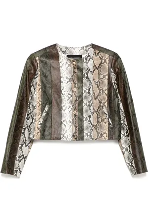 Cynthia Rowley Veste crop à effet peau de serpent