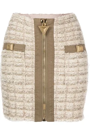 Balmain Minijupe en tweed à fermeture zippée