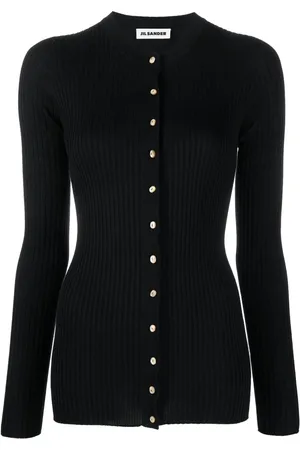 Jil Sander Cardigan nervuré à col rond