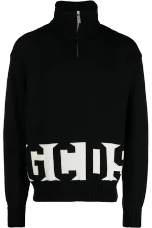 GCDS Pull en maille intarsia à col zippé