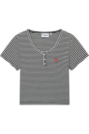 Chocoolate T-shirt rayé à logo poitrine