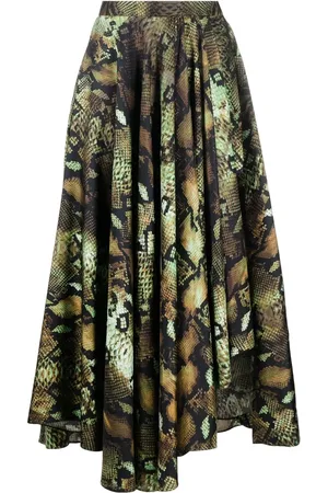 Roberto Cavalli Jupe mi-longue plissée à effet peau de serpent