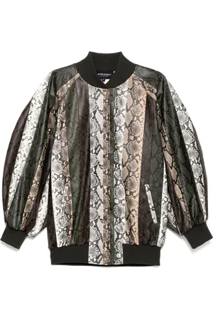 Cynthia Rowley Veste bomber vegan à effet peau de serpent