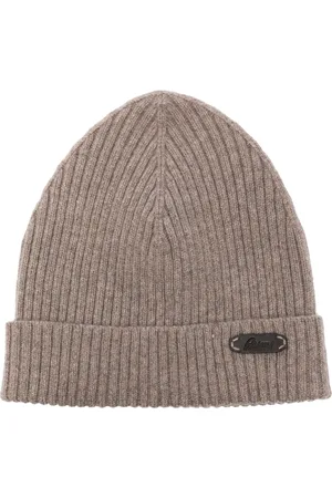 BRIONI Bonnet en maille nervurée à patch logo