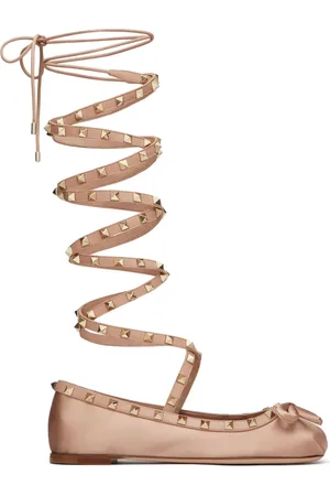 VALENTINO GARAVANI Ballerines en satin à ornements Rockstud
