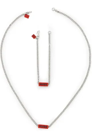 HUGO BOSS Lot collier-bracelet à breloque logo