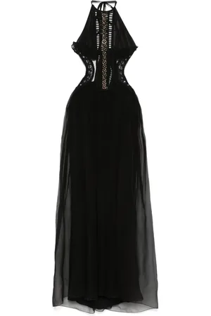 Alberta Ferretti Robe longue en tulle à broderies