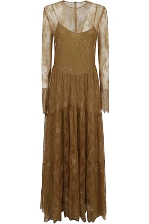 Serafini Robe longue en dentelle Chantilly