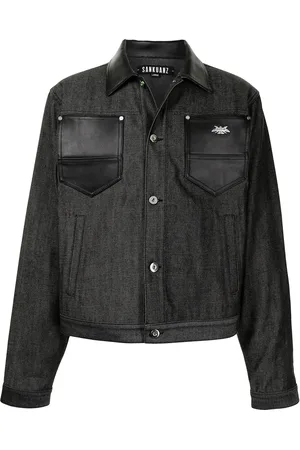 SANKUANZ Veste en jean à détail en cuir
