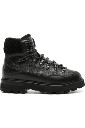 Moncler Bottines en cuir à bord en fourrure artificielle