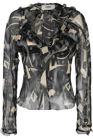 Fendi Blouse en soie à imprimé graphique