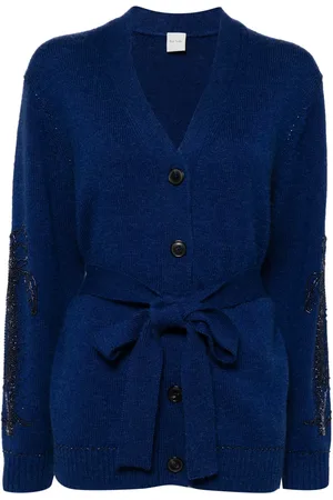 Paul Smith Cardigan ceinturé à perles brodées