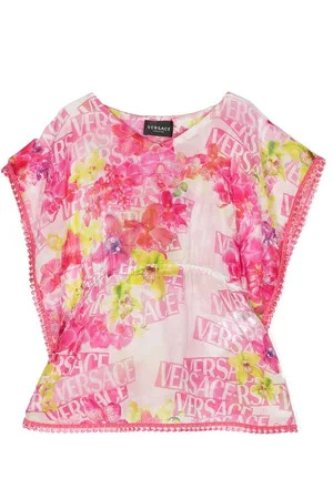 VERSACE Caftan en coton à logo imprimé