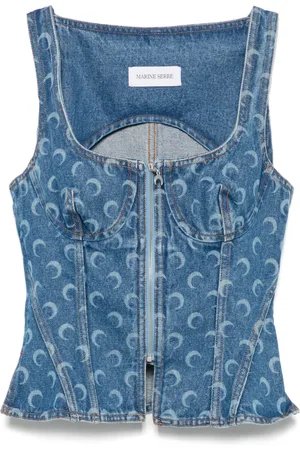 Marine Serre Haut-bustier Moon en jean