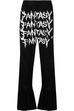 Kusikohc Pantalon droit à slogan imprimé