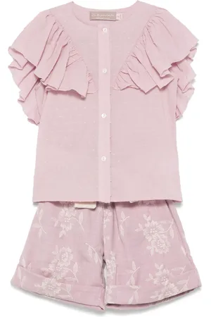 LA STUPENDERIA Ensemble short à fleurs brodées
