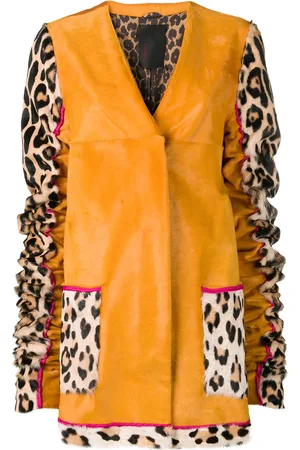 LISKA Manteau à détails à imprimé léopard