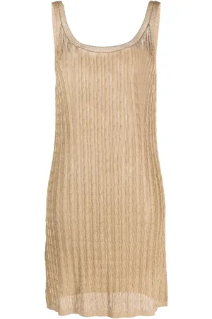 Prada Robe mi-longue en maille à design sans manches
