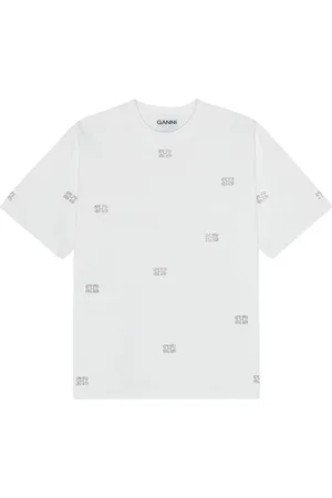Ganni T-shirt en coton à ornements strassés