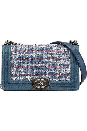 CHANEL Sac à bandoulière Boy Bag médium en jean et tweed (2014)