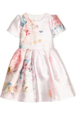 Eirene Robe plissée à fleurs en satin