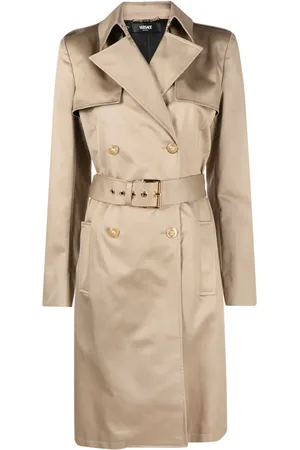 VERSACE Trench en coton à boutonnière croisée