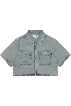 A Bathing Ape Chemise crop à fermeture zippée