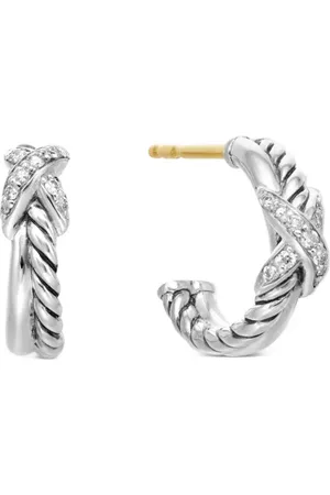 David Yurman Créoles Petite X en sterling pavées de diamants (12,6 mm)