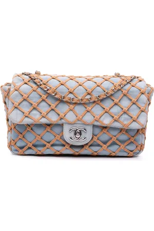 CHANEL Sac porté épaule Canebiers Net Flap en jean à motif Jumbo (2010-2011)