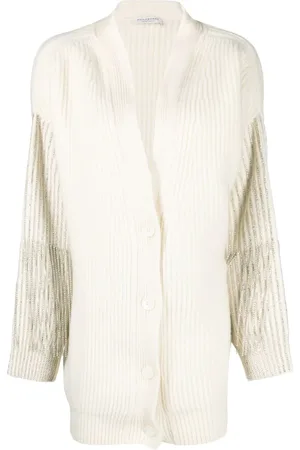 Serafini Cardigan en maille nervurée à sequins brodés