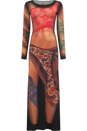 Marine Serre Robe longue Draped Statue en jersey