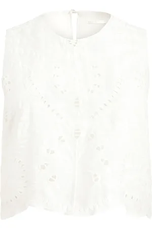Marie Oliver Haut crop Davis à broderie anglaise