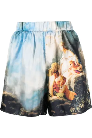 Roberto Cavalli Short en soie à imprimé graphique